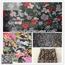 100% Polyester Black Base Flower Printed Chiffon